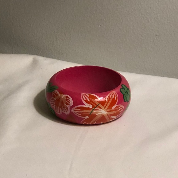 Vintage Wooden Bracelet with Hand Painted Flowers - Picture 2 of 13